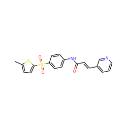 Cc1ccc(S(=O)(=O)c2ccc(NC(=O)/C=C/c3cccnc3)cc2)s1 ZINC000225924924