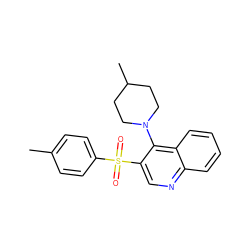 Cc1ccc(S(=O)(=O)c2cnc3ccccc3c2N2CCC(C)CC2)cc1 ZINC000020381136