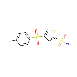 Cc1ccc(S(=O)(=O)c2csc(S(N)(=O)=O)c2)cc1 ZINC000013727882