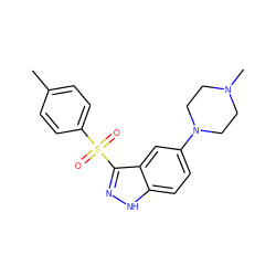 Cc1ccc(S(=O)(=O)c2n[nH]c3ccc(N4CCN(C)CC4)cc23)cc1 ZINC000064454318