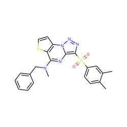 Cc1ccc(S(=O)(=O)c2nnn3c2nc(N(C)Cc2ccccc2)c2sccc23)cc1C ZINC000009971071