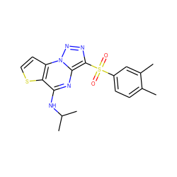 Cc1ccc(S(=O)(=O)c2nnn3c2nc(NC(C)C)c2sccc23)cc1C ZINC000020516319