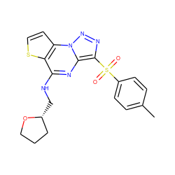 Cc1ccc(S(=O)(=O)c2nnn3c2nc(NC[C@@H]2CCCO2)c2sccc23)cc1 ZINC000009116904