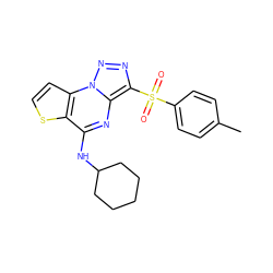 Cc1ccc(S(=O)(=O)c2nnn3c2nc(NC2CCCCC2)c2sccc23)cc1 ZINC000008589280