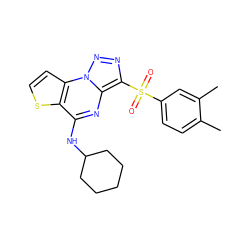 Cc1ccc(S(=O)(=O)c2nnn3c2nc(NC2CCCCC2)c2sccc23)cc1C ZINC000008589303