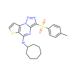 Cc1ccc(S(=O)(=O)c2nnn3c2nc(NC2CCCCCC2)c2sccc23)cc1 ZINC000009116906