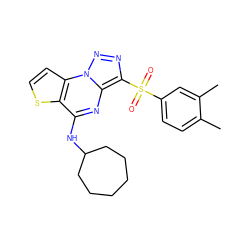 Cc1ccc(S(=O)(=O)c2nnn3c2nc(NC2CCCCCC2)c2sccc23)cc1C ZINC000008589301