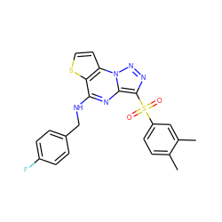 Cc1ccc(S(=O)(=O)c2nnn3c2nc(NCc2ccc(F)cc2)c2sccc23)cc1C ZINC000008589323