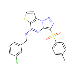 Cc1ccc(S(=O)(=O)c2nnn3c2nc(NCc2cccc(Cl)c2)c2sccc23)cc1 ZINC000053226393