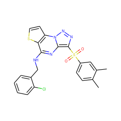 Cc1ccc(S(=O)(=O)c2nnn3c2nc(NCc2ccccc2Cl)c2sccc23)cc1C ZINC000009971059