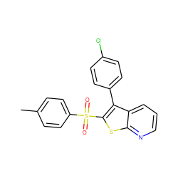 Cc1ccc(S(=O)(=O)c2sc3ncccc3c2-c2ccc(Cl)cc2)cc1 ZINC000138688006