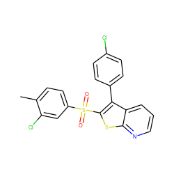 Cc1ccc(S(=O)(=O)c2sc3ncccc3c2-c2ccc(Cl)cc2)cc1Cl ZINC000147991246