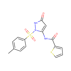 Cc1ccc(S(=O)(=O)n2[nH]c(=O)cc2NC(=O)c2cccs2)cc1 ZINC000013687407