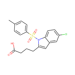 Cc1ccc(S(=O)(=O)n2c(CCCC(=O)O)cc3cc(Cl)ccc32)cc1 ZINC001772637915