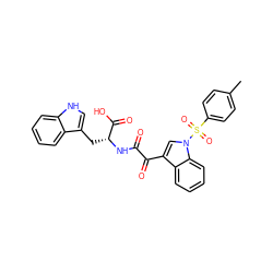 Cc1ccc(S(=O)(=O)n2cc(C(=O)C(=O)N[C@H](Cc3c[nH]c4ccccc34)C(=O)O)c3ccccc32)cc1 ZINC000103271253