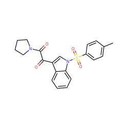 Cc1ccc(S(=O)(=O)n2cc(C(=O)C(=O)N3CCCC3)c3ccccc32)cc1 ZINC000095592890