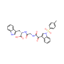 Cc1ccc(S(=O)(=O)n2cc(C(=O)C(=O)NCC(=O)N[C@@H](Cc3c[nH]c4ccccc34)C(=O)O)c3ccccc32)cc1 ZINC000473119852