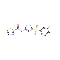 Cc1ccc(S(=O)(=O)n2cc(NC(=O)c3nccs3)cn2)cc1C ZINC000116772873