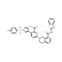 Cc1ccc(S(=O)(=O)n2ccc(-c3ccc(N4CCc5cccc(C(=O)Nc6nc7ccccc7s6)c5C4)nc3C(=O)O)c2)cc1 ZINC000223824294