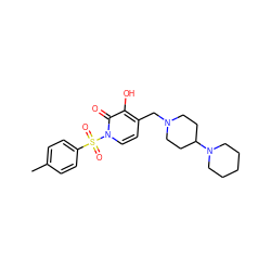 Cc1ccc(S(=O)(=O)n2ccc(CN3CCC(N4CCCCC4)CC3)c(O)c2=O)cc1 ZINC000038800930