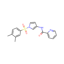 Cc1ccc(S(=O)(=O)n2ccc(NC(=O)c3ccccn3)c2)cc1C ZINC000198502202