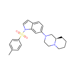 Cc1ccc(S(=O)(=O)n2ccc3ccc(N4CCN5CCCC[C@@H]5C4)cc32)cc1 ZINC000029466761