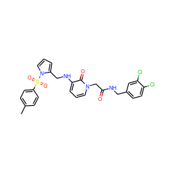 Cc1ccc(S(=O)(=O)n2cccc2CNc2cccn(CC(=O)NCc3ccc(Cl)c(Cl)c3)c2=O)cc1 ZINC000653713278