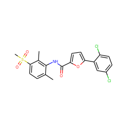 Cc1ccc(S(C)(=O)=O)c(C)c1NC(=O)c1ccc(-c2cc(Cl)ccc2Cl)o1 ZINC000064622044