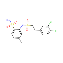 Cc1ccc(S(N)(=O)=O)c(NS(=O)(=O)CCc2ccc(Cl)c(Cl)c2)c1 ZINC000142071225