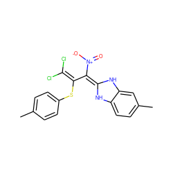 Cc1ccc(SC(=C(Cl)Cl)/C(=C2\Nc3ccc(C)cc3N2)[N+](=O)[O-])cc1 ZINC000013572198