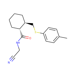 Cc1ccc(SC[C@@H]2CCCC[C@H]2C(=O)NCC#N)cc1 ZINC000013680792