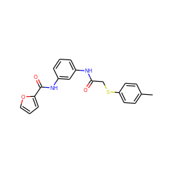 Cc1ccc(SCC(=O)Nc2cccc(NC(=O)c3ccco3)c2)cc1 ZINC000001115810