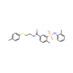 Cc1ccc(SCCNC(=O)c2ccc(C)c(S(=O)(=O)Nc3ccccc3C)c2)cc1 ZINC000002879783