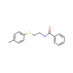 Cc1ccc(SCCNC(=O)c2ccccc2)cc1 ZINC000002947018