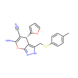 Cc1ccc(SCc2[nH]nc3c2[C@@H](c2ccco2)C(C#N)=C(N)O3)cc1 ZINC000006492287