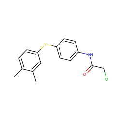 Cc1ccc(Sc2ccc(NC(=O)CCl)cc2)cc1C ZINC000003330530