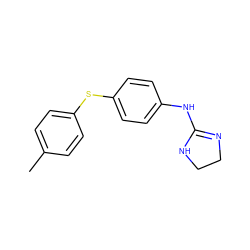 Cc1ccc(Sc2ccc(NC3=NCCN3)cc2)cc1 ZINC000025995531