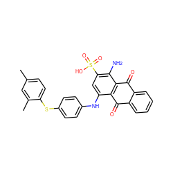 Cc1ccc(Sc2ccc(Nc3cc(S(=O)(=O)O)c(N)c4c3C(=O)c3ccccc3C4=O)cc2)c(C)c1 ZINC001772604223