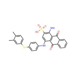 Cc1ccc(Sc2ccc(Nc3cc(S(=O)(=O)O)c(N)c4c3C(=O)c3ccccc3C4=O)cc2)cc1C ZINC001772582149