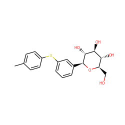 Cc1ccc(Sc2cccc([C@@H]3O[C@H](CO)[C@@H](O)[C@H](O)[C@H]3O)c2)cc1 ZINC000034033765