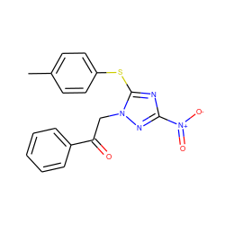 Cc1ccc(Sc2nc([N+](=O)[O-])nn2CC(=O)c2ccccc2)cc1 ZINC000001134801