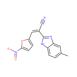 Cc1ccc2[nH]c(/C(C#N)=C\c3ccc([N+](=O)[O-])o3)nc2c1 ZINC000008578052