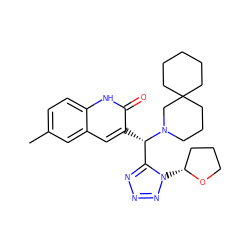 Cc1ccc2[nH]c(=O)c([C@@H](c3nnnn3[C@@H]3CCCO3)N3CCCC4(CCCCC4)C3)cc2c1 ZINC000095574349