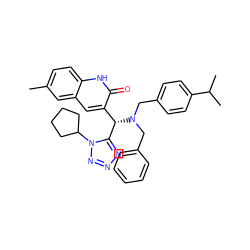 Cc1ccc2[nH]c(=O)c([C@@H](c3nnnn3C3CCCC3)N(Cc3ccccc3)Cc3ccc(C(C)C)cc3)cc2c1 ZINC000095572032