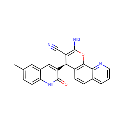 Cc1ccc2[nH]c(=O)c([C@H]3C(C#N)=C(N)Oc4c3ccc3cccnc43)cc2c1 ZINC000008581763