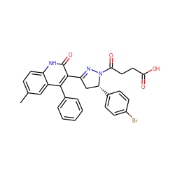 Cc1ccc2[nH]c(=O)c(C3=NN(C(=O)CCC(=O)O)[C@H](c4ccc(Br)cc4)C3)c(-c3ccccc3)c2c1 ZINC000095588926