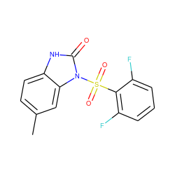 Cc1ccc2[nH]c(=O)n(S(=O)(=O)c3c(F)cccc3F)c2c1 ZINC000040379151