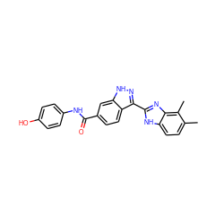 Cc1ccc2[nH]c(-c3n[nH]c4cc(C(=O)Nc5ccc(O)cc5)ccc34)nc2c1C ZINC000166526879