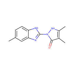 Cc1ccc2[nH]c(-n3[nH]c(C)c(C)c3=O)nc2c1 ZINC000169325784