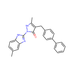 Cc1ccc2[nH]c(-n3[nH]c(C)c(Cc4ccc(-c5ccccc5)cc4)c3=O)nc2c1 ZINC000169320287